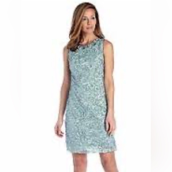 Jessica Howard Sleeveless lace beaded cocktail Dress turquoise women's size  12